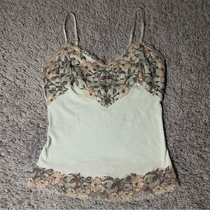 Y2K Vintage Express Lace Overlay Camisole in Cream and Brown